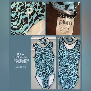 New! Plum Traverse Traditional Leotard + Hair Tie, AXS (Jr Size)